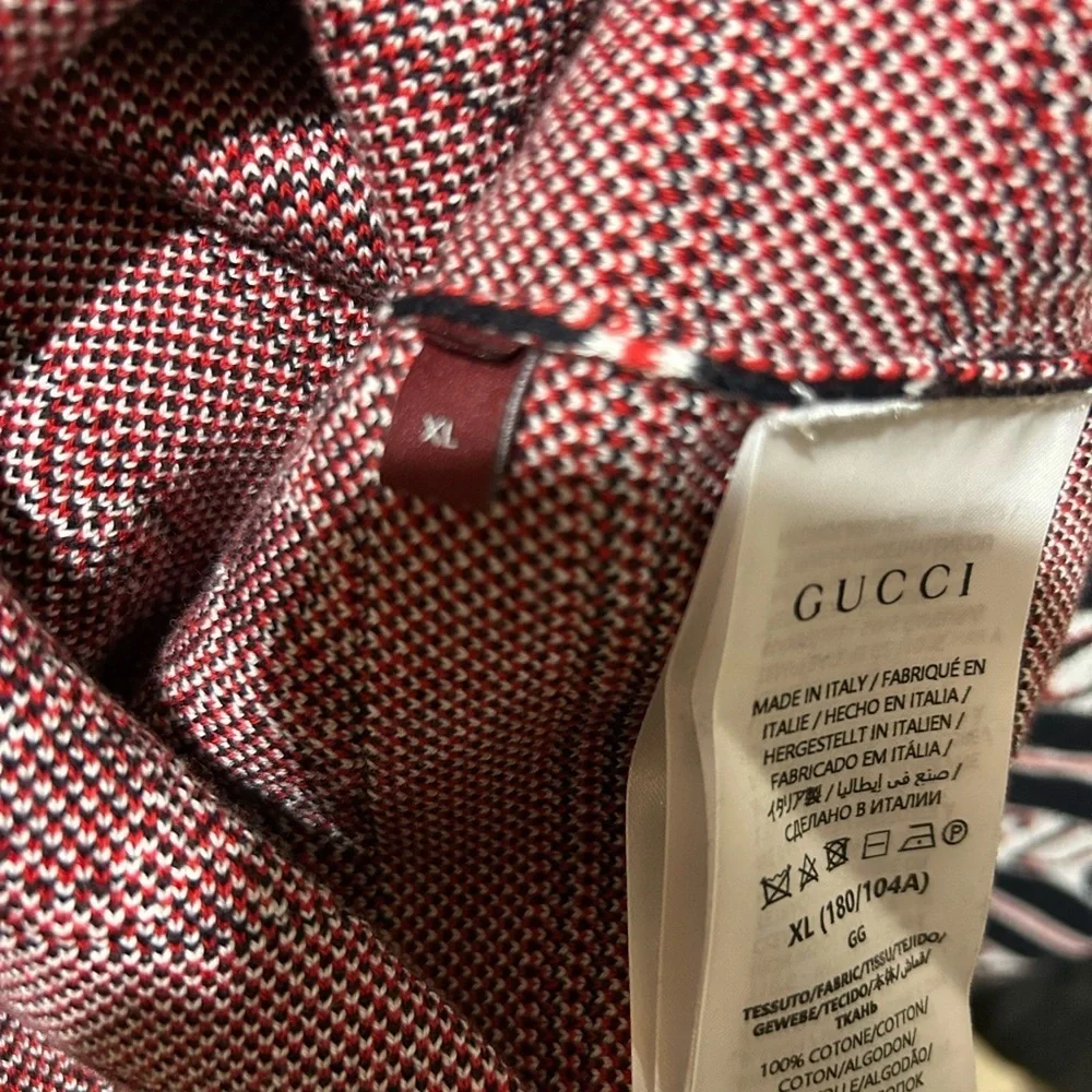 Men's Gucci logo, cotton jacquard cardigan in ink, red and white size XL